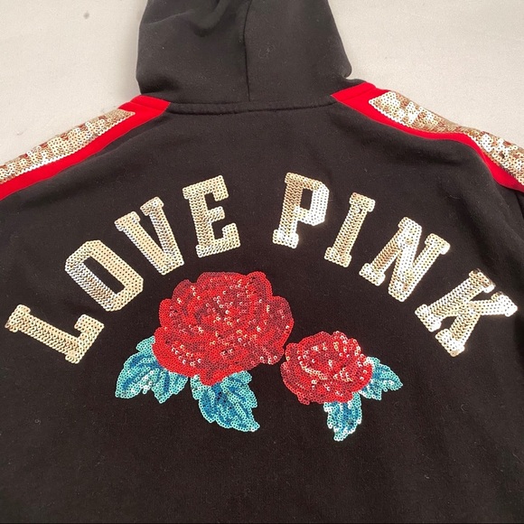 Victoria’s Secret PINK rose bling lace up hoodie S - Picture 11 of 14